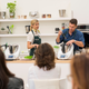 Taina Franke and chef Nico Moretti lead a demonstration at Thermomix US headquarters.